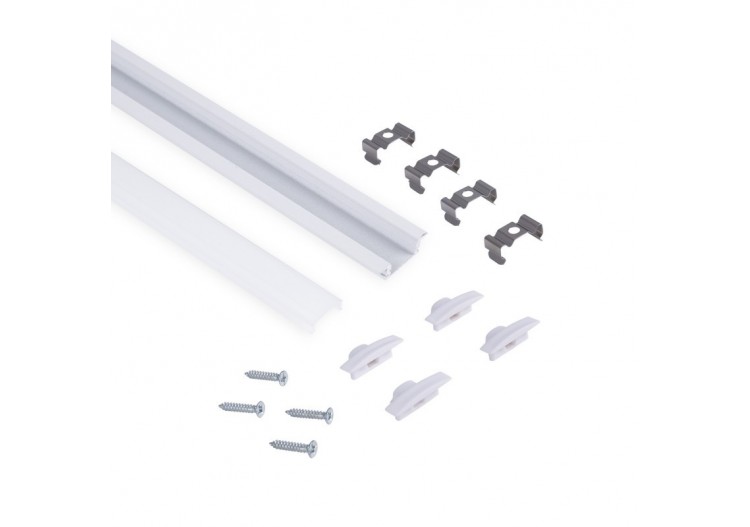 Profilé encastré en aluminium-Kit complet-24,5 x 7mm-Ruban LED jusqu'à 12 mm-2m - BXT-163-B - Barcelona LED