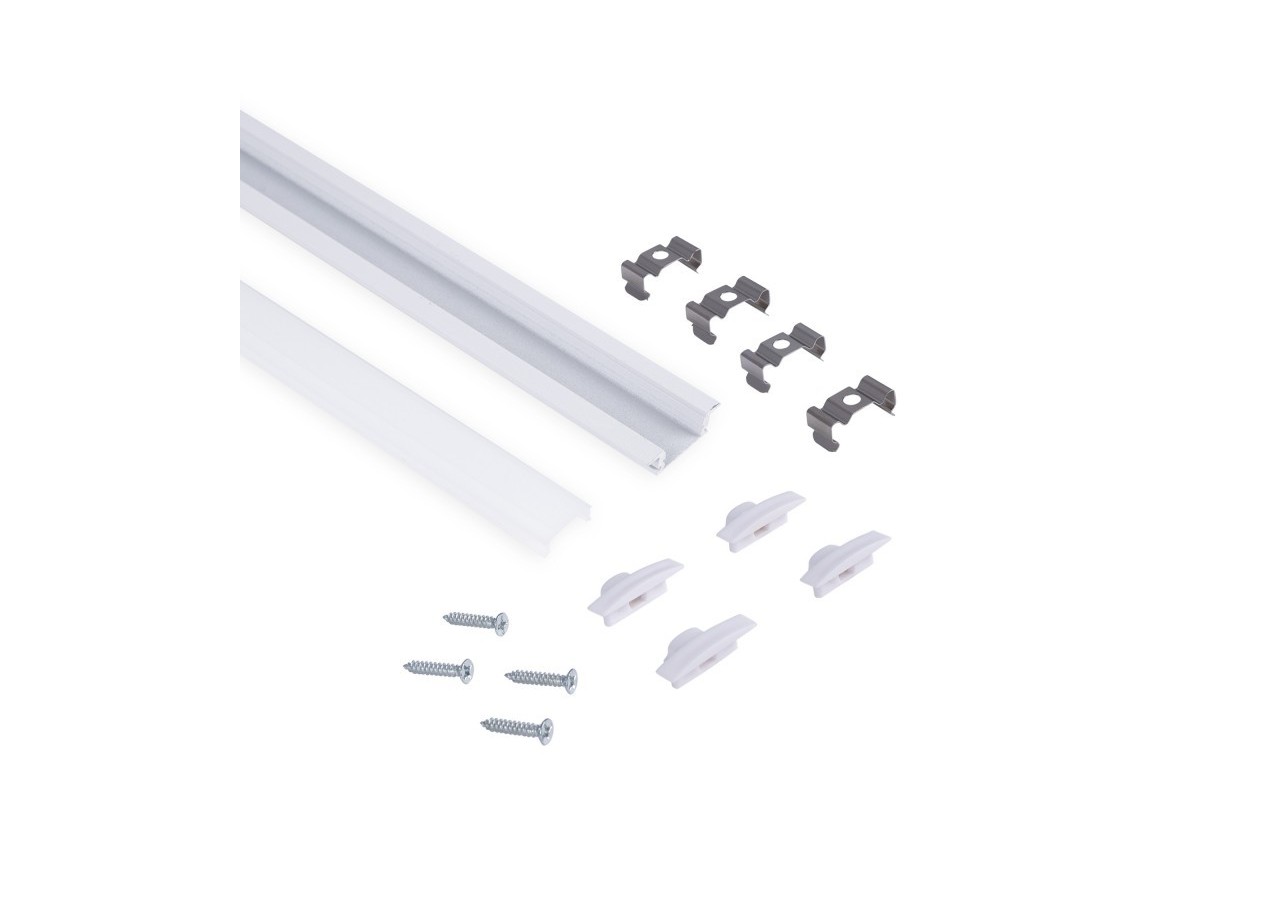 Profilé encastré en aluminium-Kit complet-24,5 x 7mm-Ruban LED jusqu'à 12 mm-2m - BXT-163-B - Barcelona LED