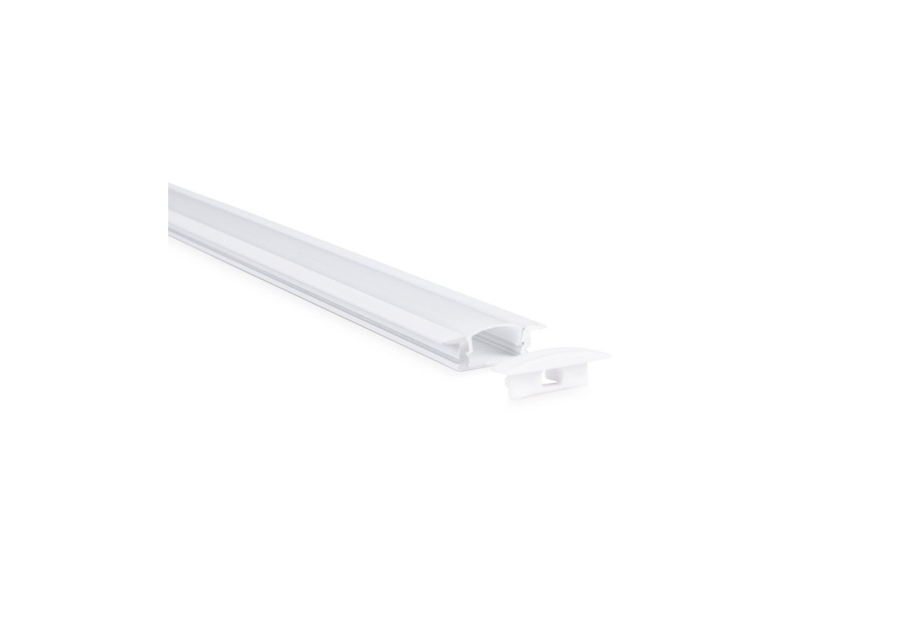 Profilé encastré en aluminium-Kit complet-24,5 x 7mm-Ruban LED jusqu'à 12 mm-2m - BXT-163-B - Barcelona LED