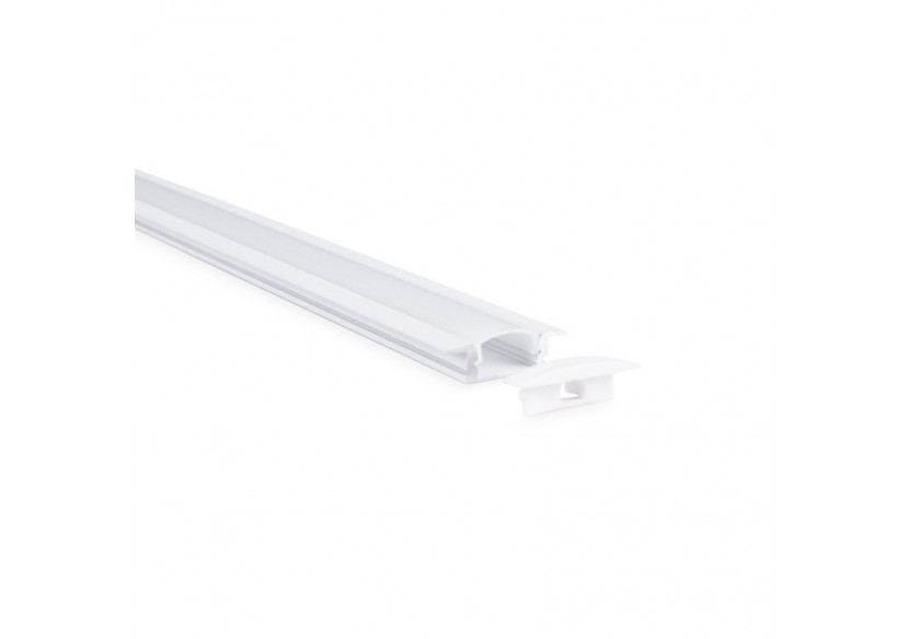 Profilé encastré en aluminium-Kit complet-24,5 x 7mm-Ruban LED jusqu'à 12 mm-2m - BXT-163-B - Barcelona LED