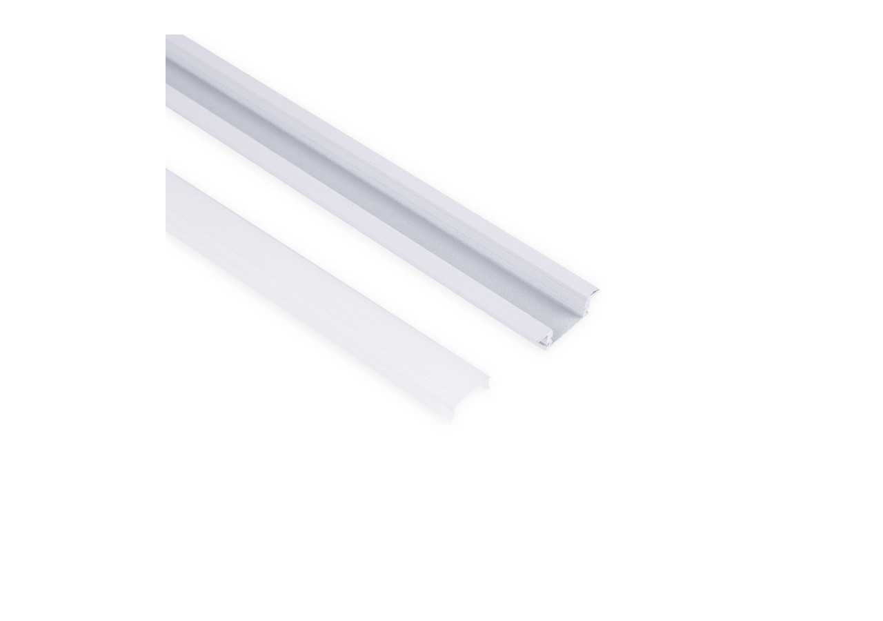 Profilé encastré en aluminium-Kit complet-24,5 x 7mm-Ruban LED jusqu'à 12 mm-2m - BXT-163-B - Barcelona LED