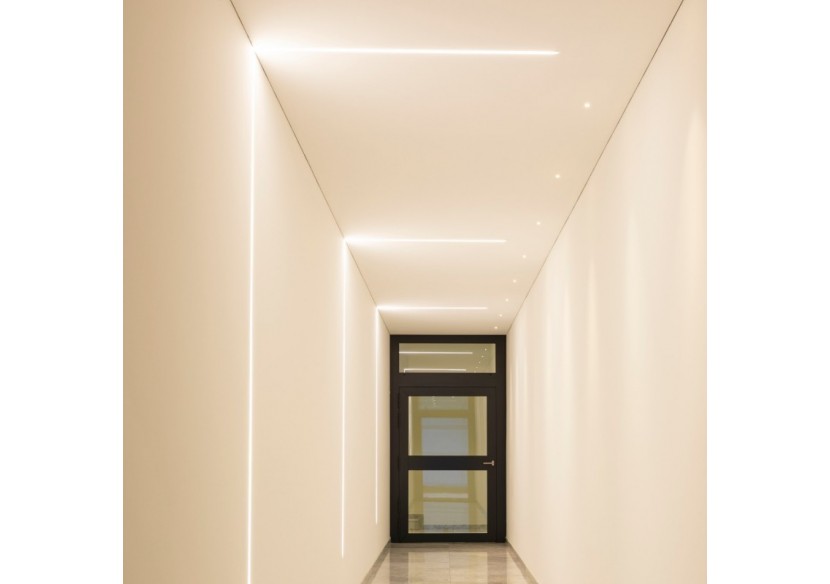 Profilé encastré en aluminium-Kit complet-24,5 x 7mm-Ruban LED jusqu'à 12 mm-2m - BXT-163-B - Barcelona LED