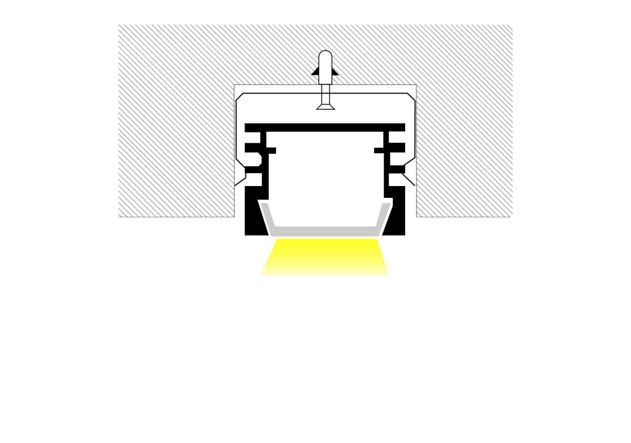 Profilé encastré en aluminium-Kit complet-24,5 x 7mm-Ruban LED jusqu'à 12 mm-2m - BXT-163-B - Barcelona LED