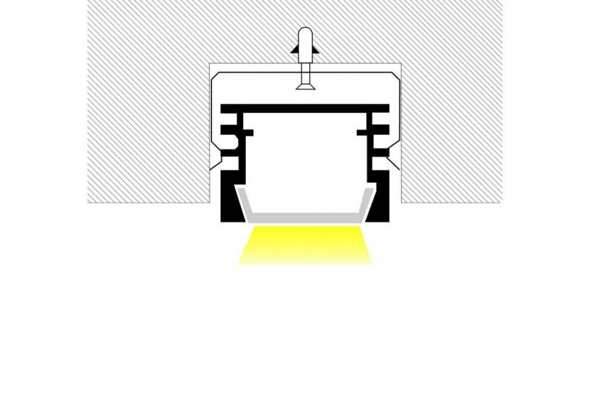 Profilé encastré en aluminium-Kit complet-24,5 x 7mm-Ruban LED jusqu'à 12 mm-2m - BXT-163-B - Barcelona LED