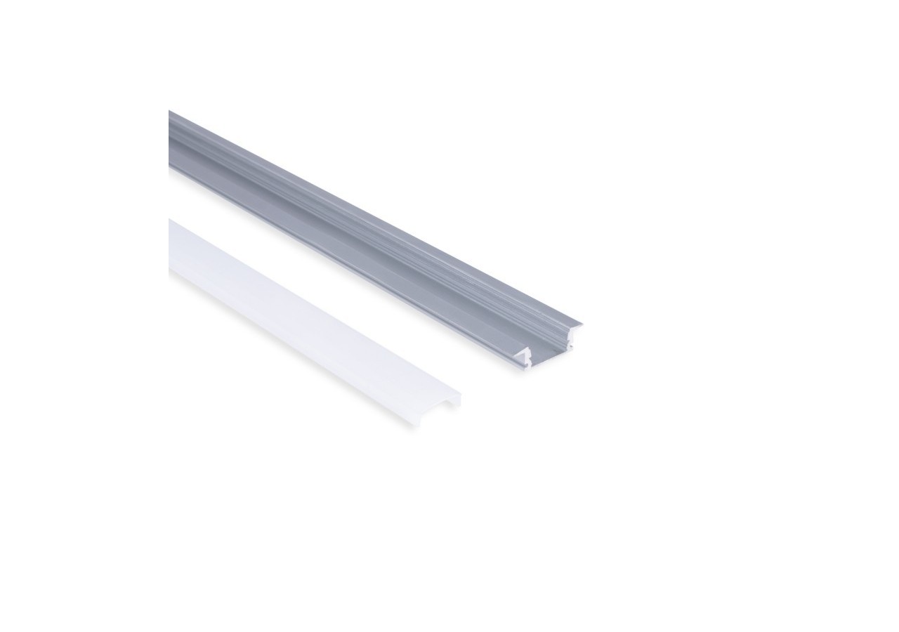 Profilé encastré en aluminium-Kit complet-24,5 x 7mm-Ruban LED jusqu'à 12 mm-2m - BXT-163-P - Barcelona LED