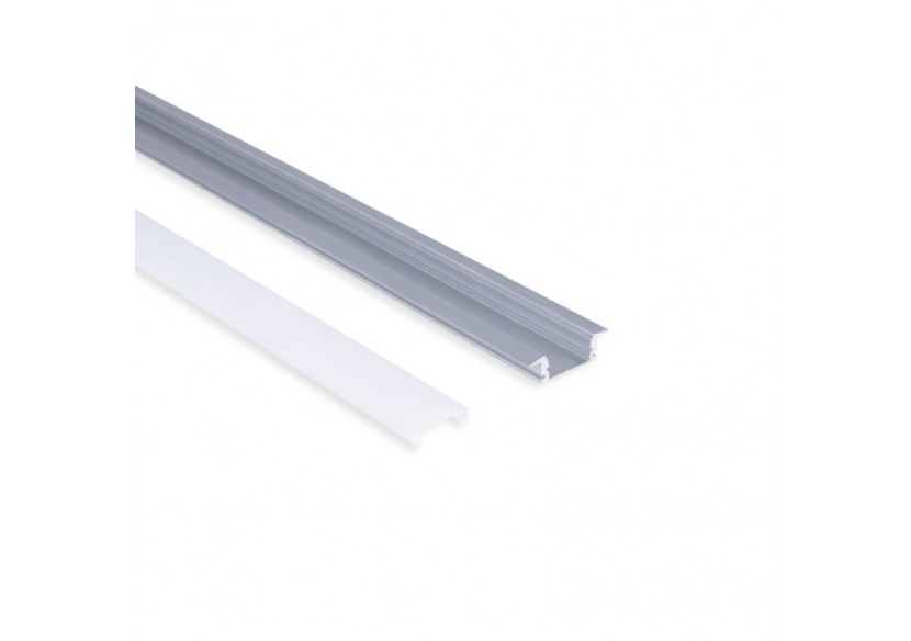 Profilé encastré en aluminium-Kit complet-24,5 x 7mm-Ruban LED jusqu'à 12 mm-2m - BXT-163-P - Barcelona LED