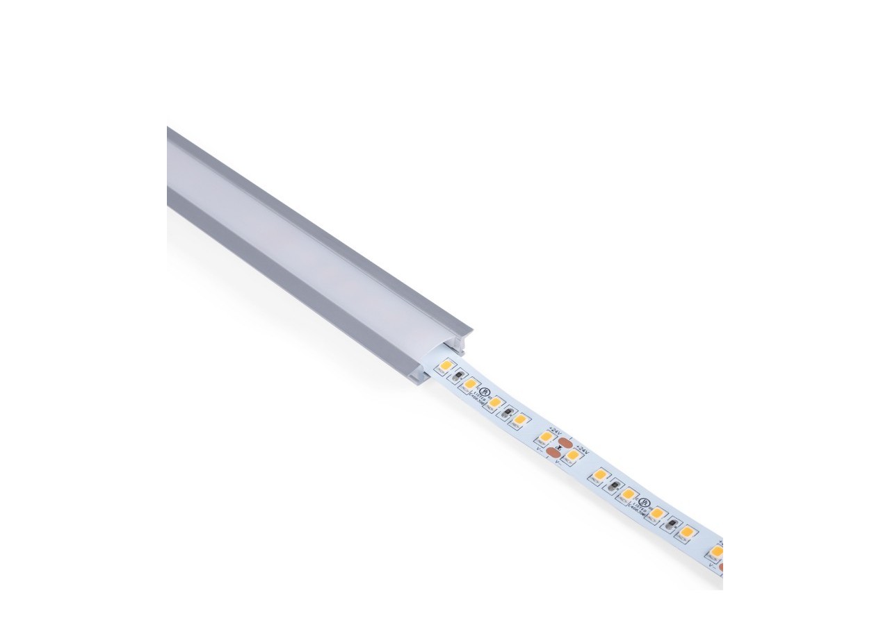 Profilé encastré en aluminium-Kit complet-24,5 x 7mm-Ruban LED jusqu'à 12 mm-2m - BXT-163-P - Barcelona LED