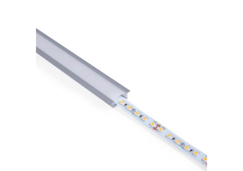 Profilé encastré en aluminium-Kit complet-24,5 x 7mm-Ruban LED jusqu'à 12 mm-2m - BXT-163-P - Barcelona LED