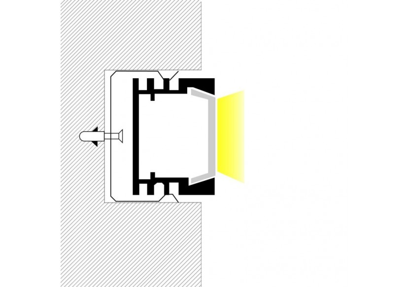 Profilé encastré en aluminium-Kit complet-24,5 x 7mm-Ruban LED jusqu'à 12 mm-2m - BXT-163-P - Barcelona LED