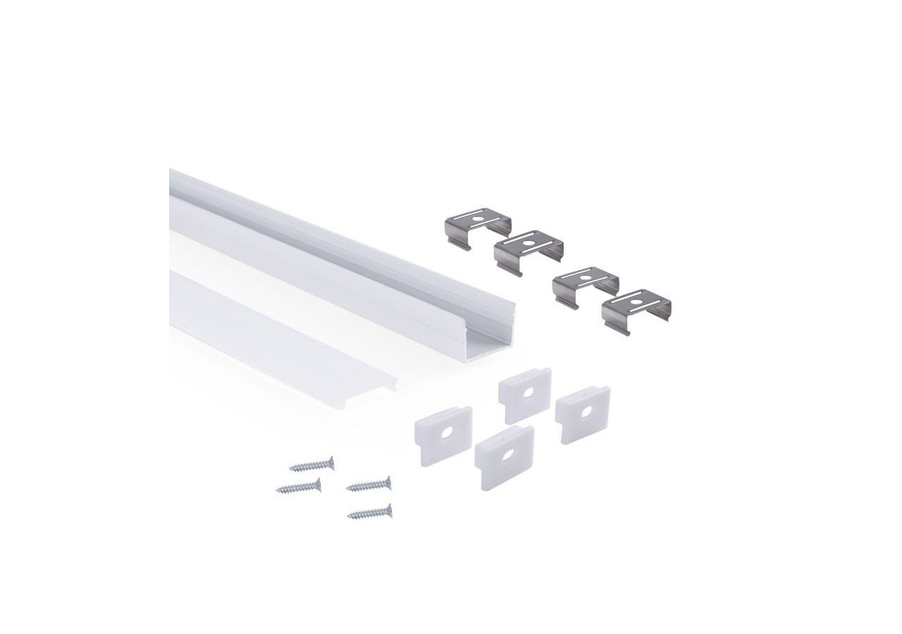 Profilé de surface en aluminium avec diffuseur-Kit complet-18 x13mm-Ruban LED jusqu'à 15 mm-2m - BXT-340-B - Barcelona LED