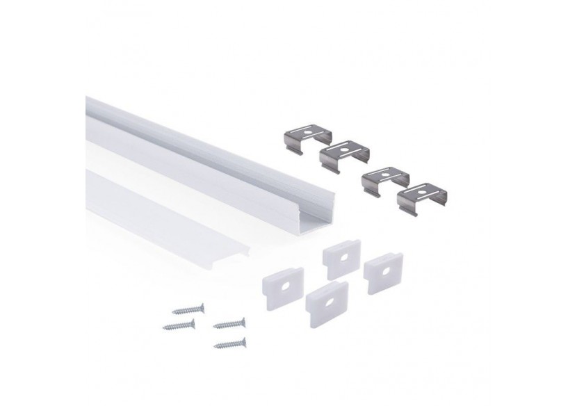 Profilé de surface en aluminium avec diffuseur-Kit complet-18 x13mm-Ruban LED jusqu'à 15 mm-2m - BXT-340-B - Barcelona LED