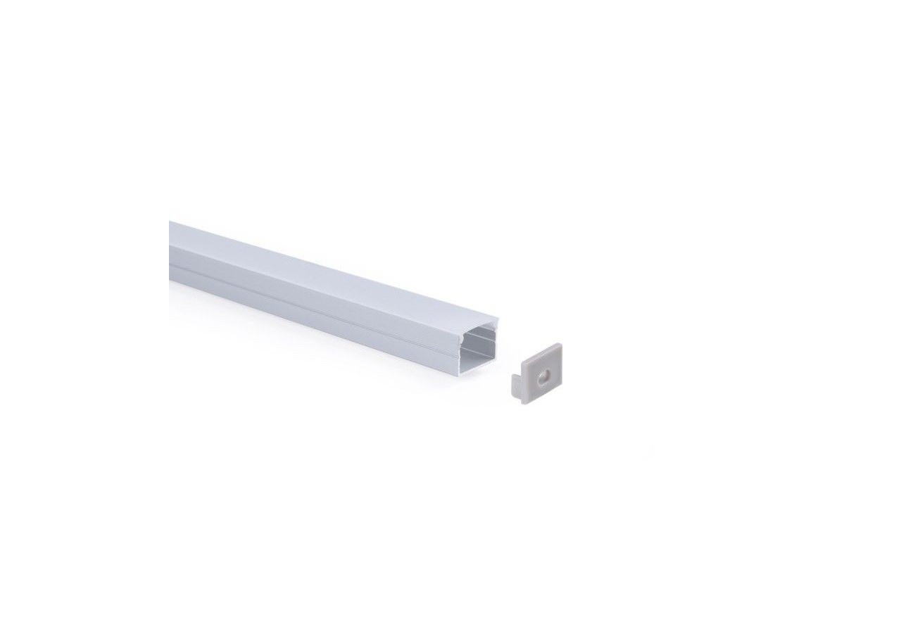 Profilé de surface en aluminium avec diffuseur-Kit complet-18 x13mm-Ruban LED jusqu'à 15 mm-2m - BXT-340-P - Barcelona LED