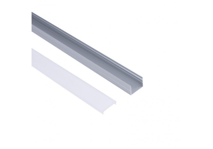 Profilé de surface en aluminium avec diffuseur-Kit complet-18 x13mm-Ruban LED jusqu'à 15 mm-2m - BXT-340-P - Barcelona LED