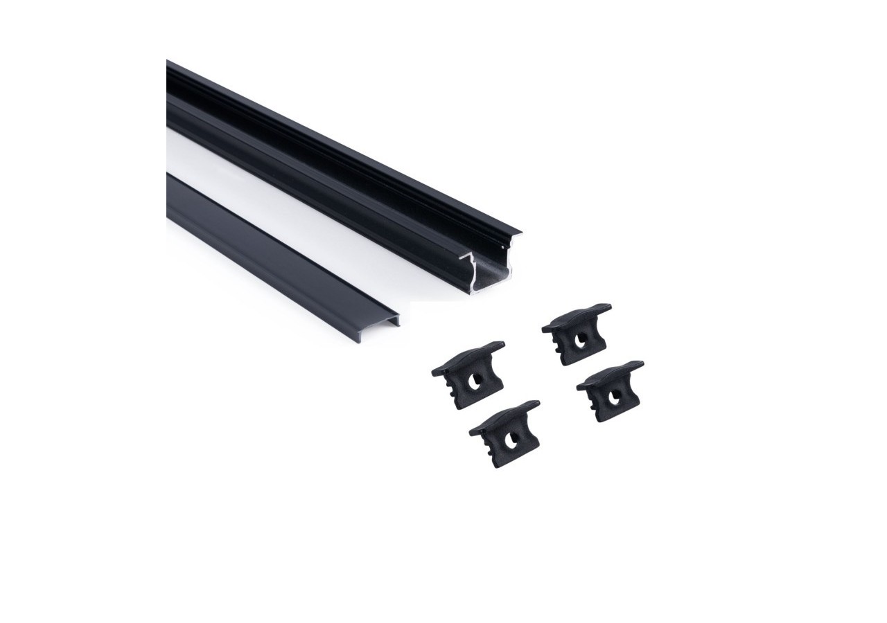 Profilé encastré en aluminium-Kit complet-25 x 14,5mm-Ruban LED jusqu'à 12 mm-2m - BXT-394-N - Barcelona LED