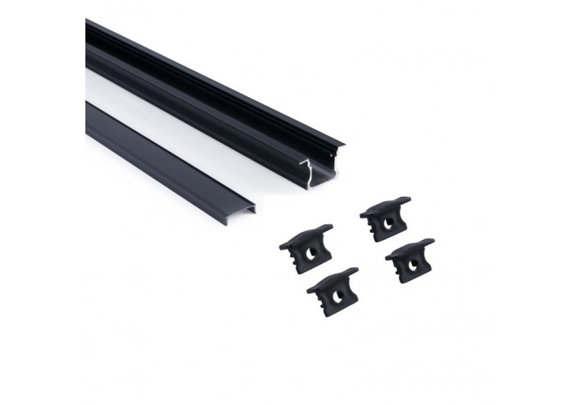 Profilé encastré en aluminium-Kit complet-25 x 14,5mm-Ruban LED jusqu'à 12 mm-2m - BXT-394-N - Barcelona LED