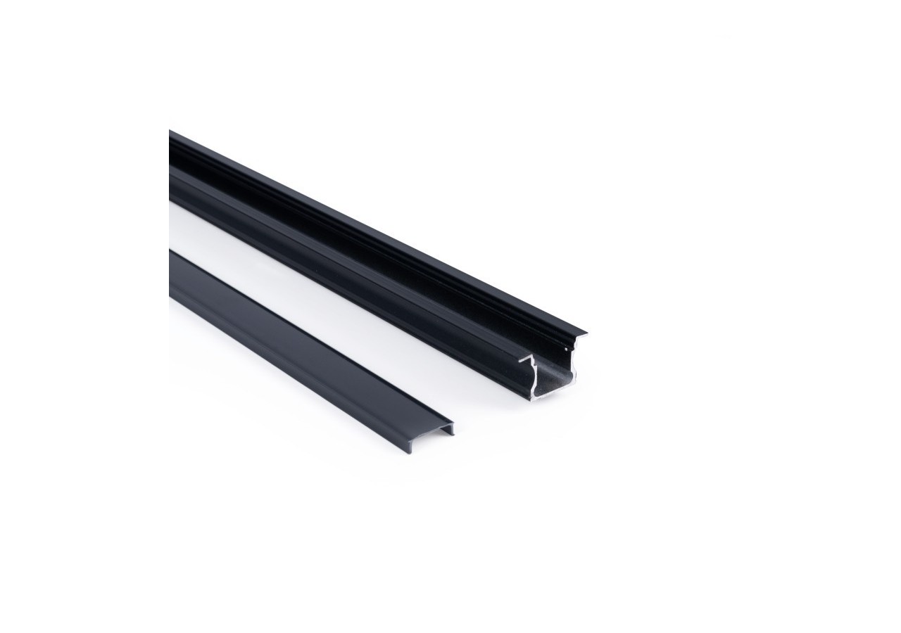 Profilé encastré en aluminium-Kit complet-25 x 14,5mm-Ruban LED jusqu'à 12 mm-2m - BXT-394-N - Barcelona LED