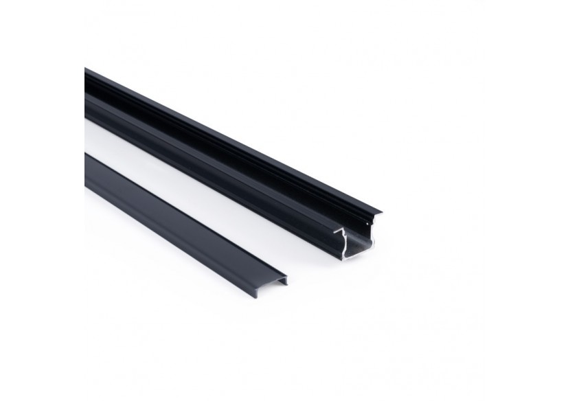 Profilé encastré en aluminium-Kit complet-25 x 14,5mm-Ruban LED jusqu'à 12 mm-2m - BXT-394-N - Barcelona LED