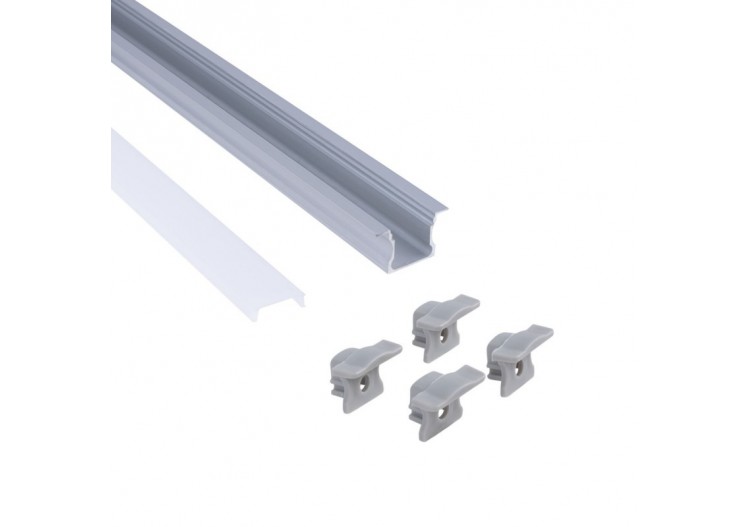 Profilé encastré en aluminium-Kit complet-25 x 14,5mm-Ruban LED jusqu'à 12 mm-2m - BXT-394-P - Barcelona LED