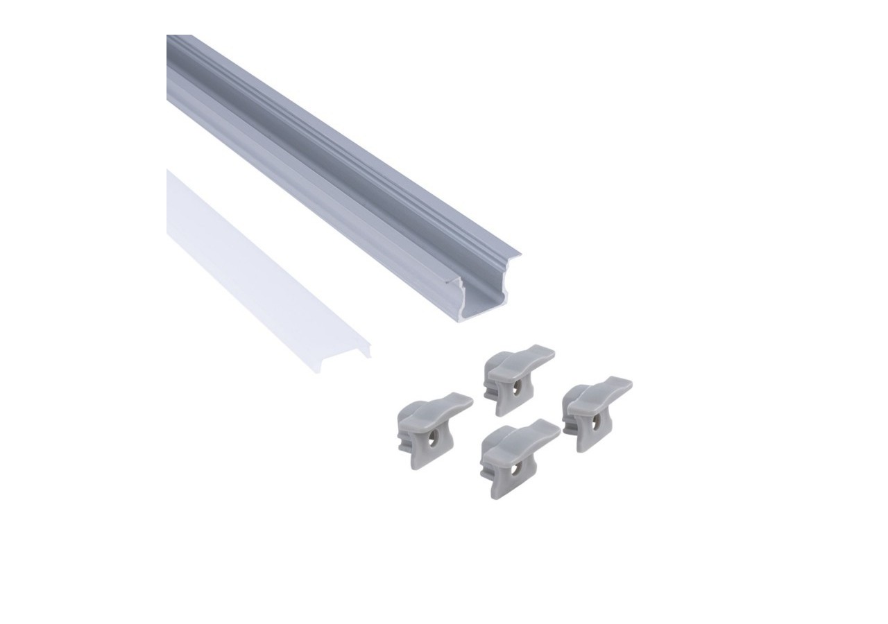 Profilé encastré en aluminium-Kit complet-25 x 14,5mm-Ruban LED jusqu'à 12 mm-2m - BXT-394-P - Barcelona LED