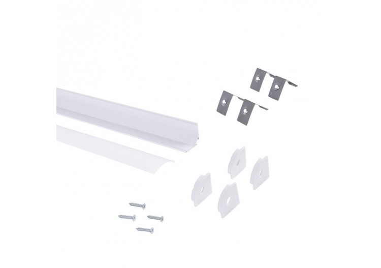 Profilé d'angle en aluminium avec diffuseur-Kit complet-20x20mm -Ruban LED jusqu'à 10mm-2m - BXT-632-B - Barcelona LED