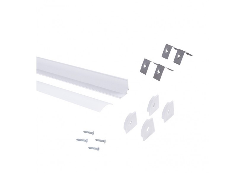 Profilé d'angle en aluminium avec diffuseur-Kit complet-20x20mm -Ruban LED jusqu'à 10mm-2m - BXT-632-B - Barcelona LED