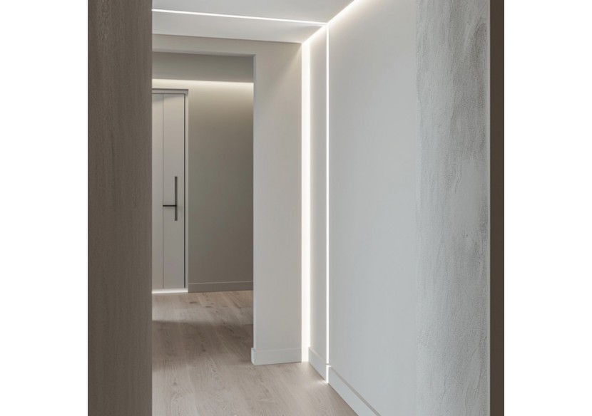 Profilé d'angle en aluminium avec diffuseur-Kit complet-20x20mm -Ruban LED jusqu'à 10mm-2m - BXT-632-B - Barcelona LED