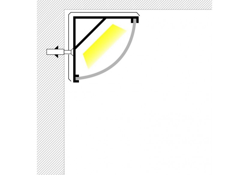 Profilé d'angle en aluminium avec diffuseur-Kit complet-20x20mm -Ruban LED jusqu'à 10mm-2m - BXT-632-B - Barcelona LED