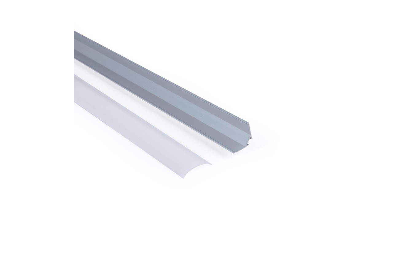 Profilé d'angle en aluminium avec diffuseur-Kit complet-20x20mm -Ruban LED jusqu'à 10mm-2m - BXT-632-P - Barcelona LED