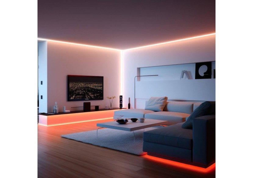 Profilé d'angle en aluminium avec diffuseur-Kit complet-20x20mm -Ruban LED jusqu'à 10mm-2m - BXT-632-P - Barcelona LED