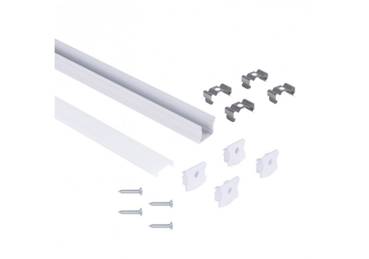 Profilé de surface en aluminium avec diffuseur-Kit complet-17,6 x 14,5mm-Ruban LED jusqu'à 12 mm-2m - BXT-393-B - Barcelona LED