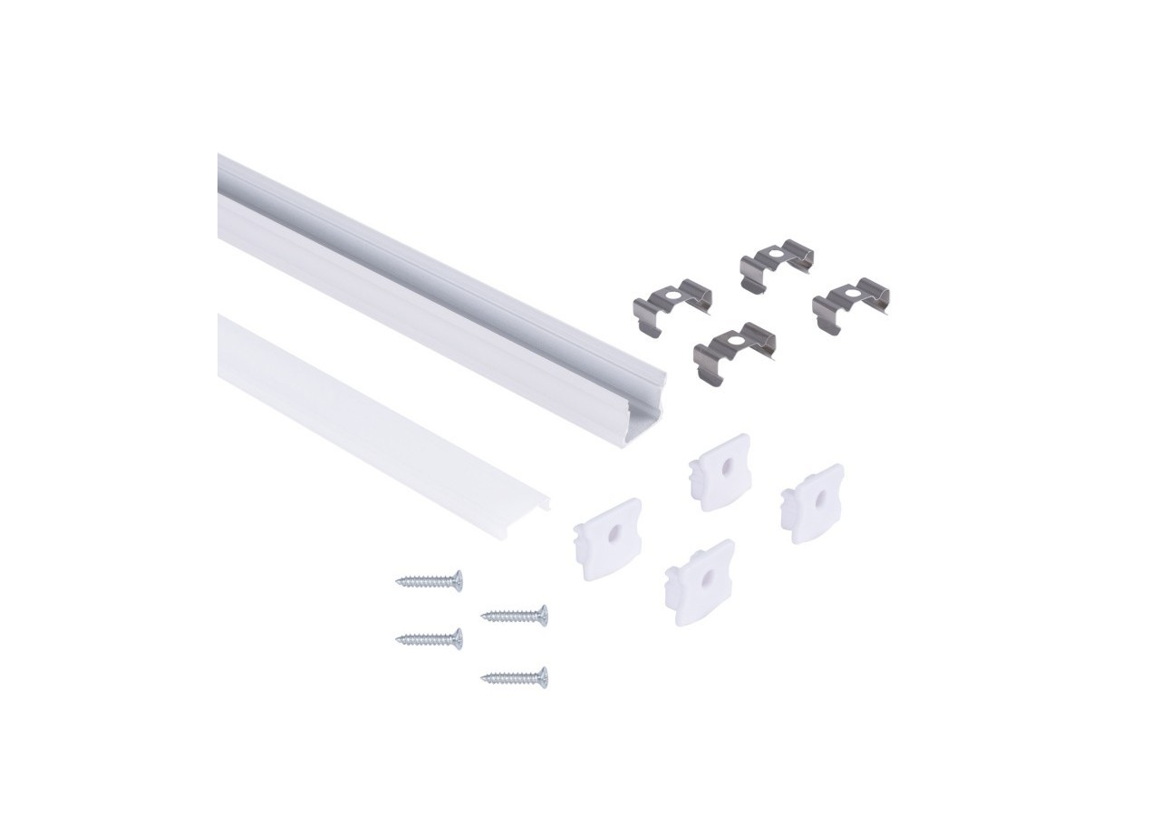 Profilé de surface en aluminium avec diffuseur-Kit complet-17,6 x 14,5mm-Ruban LED jusqu'à 12 mm-2m - BXT-393-B - Barcelona LED