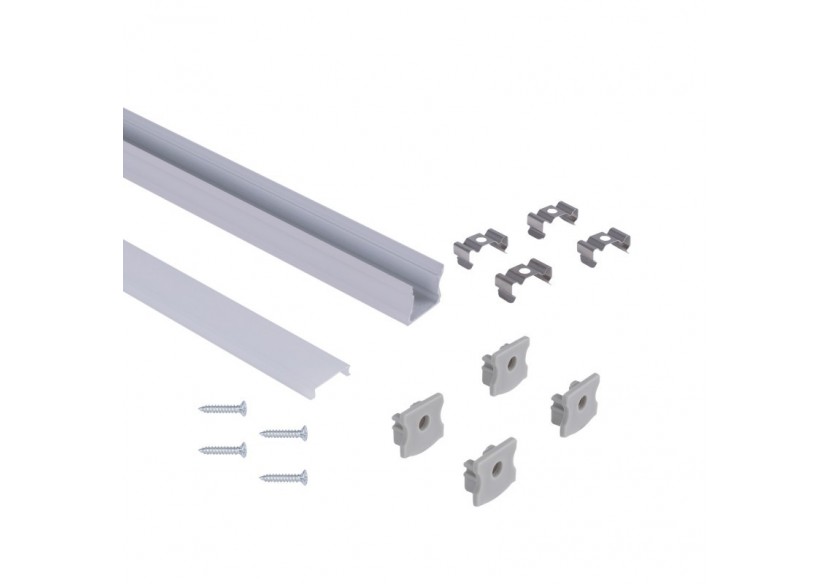 Profilé de surface en aluminium avec diffuseur-Kit complet-17,6 x 14,5mm-Ruban LED jusqu'à 12 mm-2m - BXT-393-P - Barcelona LED