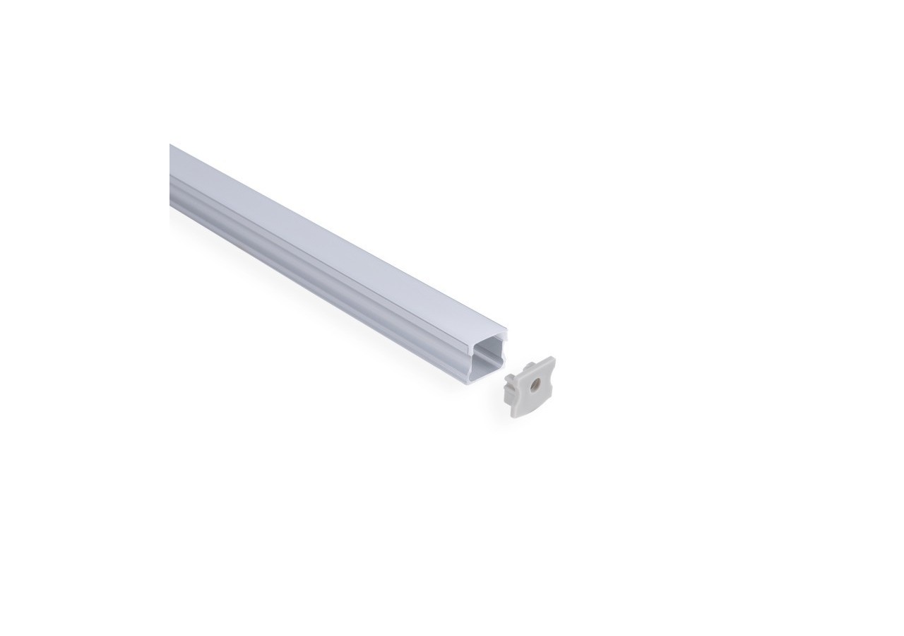 Profilé de surface en aluminium avec diffuseur-Kit complet-17,6 x 14,5mm-Ruban LED jusqu'à 12 mm-2m - BXT-393-P - Barcelona LED