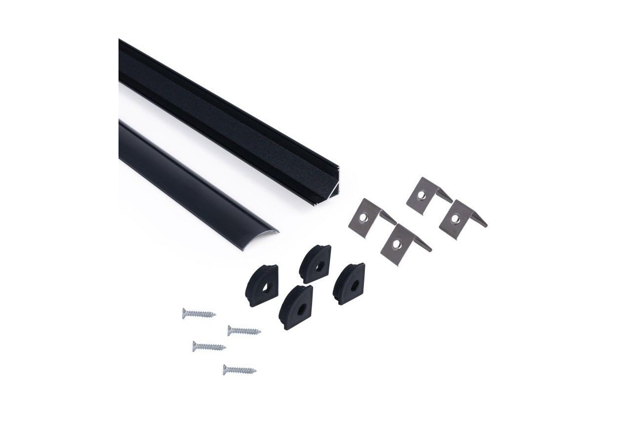 Profilé d'angle en aluminium avec diffuseur-Kit complet-15,8x15,8mm-Ruban LED jusqu'à 10 mm-2m - BXT-58-N - Barcelona LED