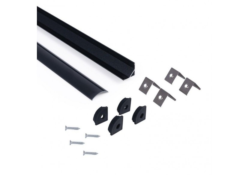 Profilé d'angle en aluminium avec diffuseur-Kit complet-15,8x15,8mm-Ruban LED jusqu'à 10 mm-2m - BXT-58-N - Barcelona LED