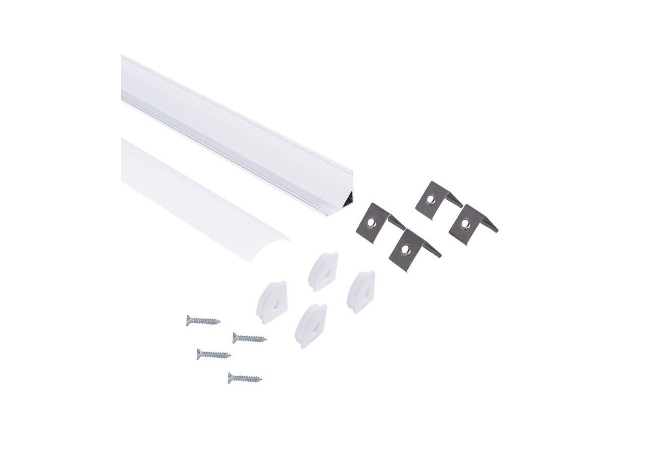 Profilé d'angle en aluminium avec diffuseur-Kit complet-15,8x15,8mm-Ruban LED jusqu'à 10 mm-2m - BXT-58-B - Barcelona LED