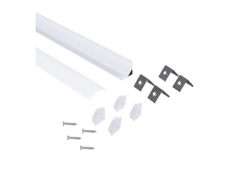 Profilé d'angle en aluminium avec diffuseur-Kit complet-15,8x15,8mm-Ruban LED jusqu'à 10 mm-2m - BXT-58-B - Barcelona LED