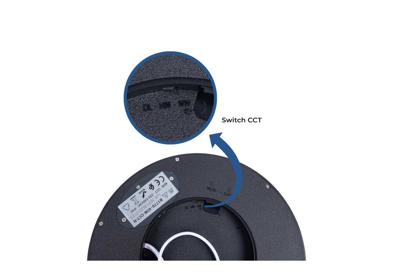 Plafonnier LED rond CCT 40W-IP40 - B1770-40W-CCT-N - Barcelona LED