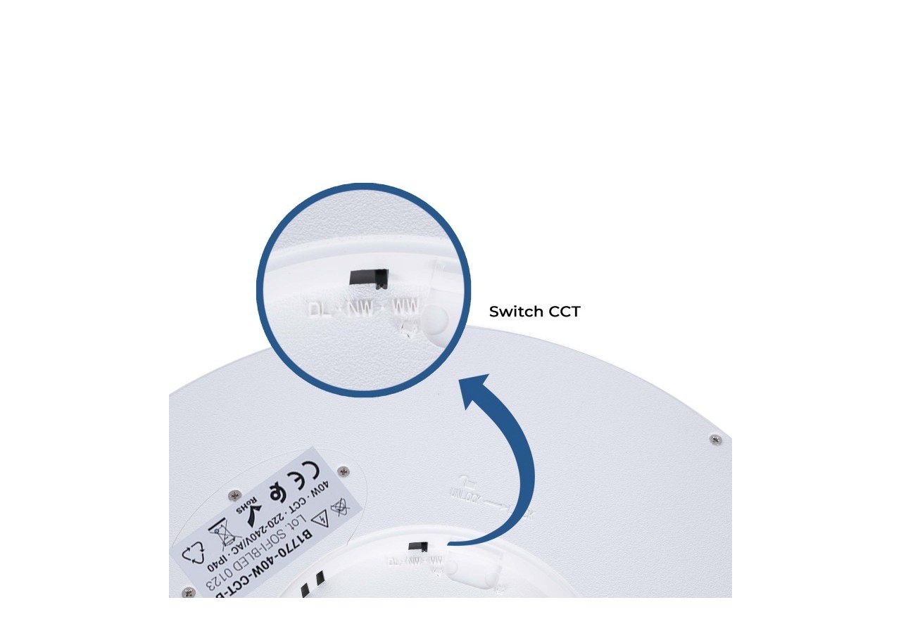 Plafonnier LED rond CCT 40W-IP40 - B1770-40W-CCT-B - Barcelona LED