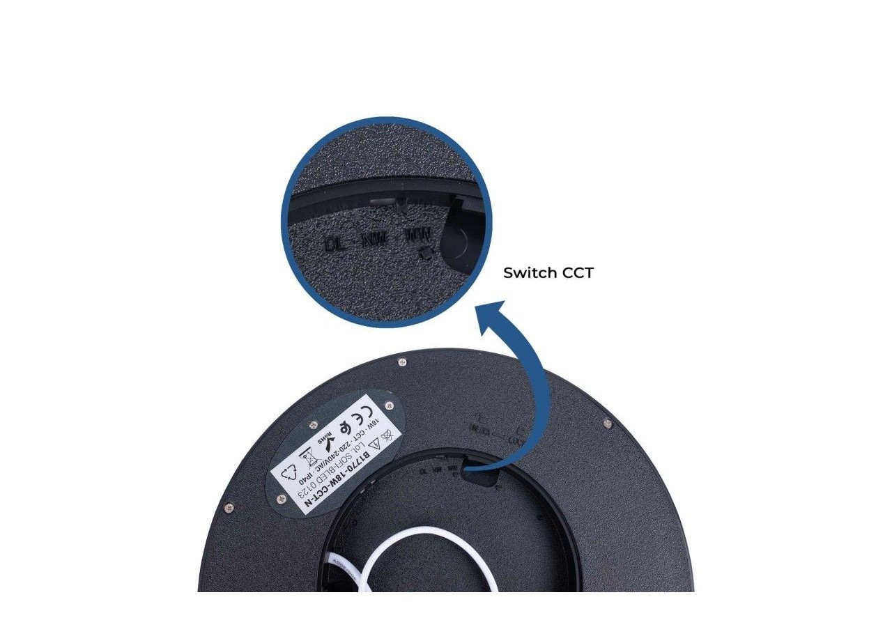 Plafonnier LED rond CCT 18W-IP40 - B1770-18W-CCT-N - Barcelona LED