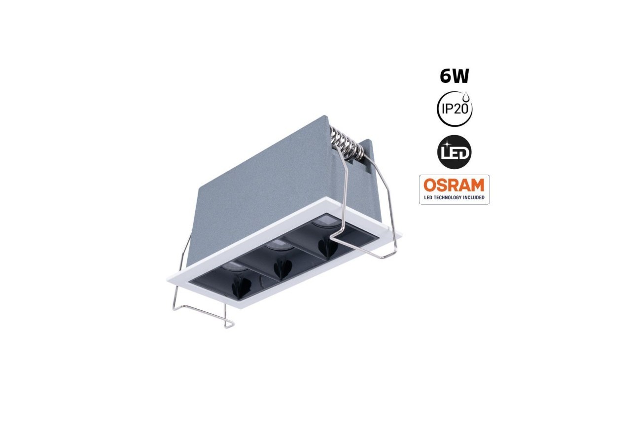 Spot linéaire LED encastré triple 6W-UGR18-IRC90-Puce OSRAM-Blanc - B1218-6W-B-270 - Barcelona LED
