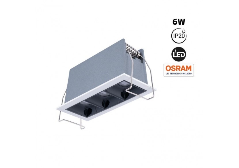 Spot linéaire LED encastré triple 6W-UGR18-IRC90-Puce OSRAM-Blanc - B1218-6W-B-270 - Barcelona LED