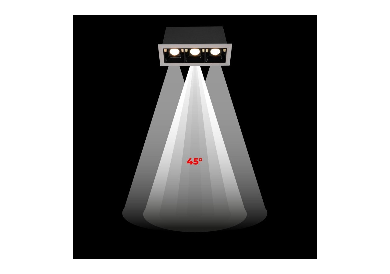 Spot linéaire LED encastré triple 6W-UGR18-IRC90-Puce OSRAM-Blanc - B1218-6W-B-270 - Barcelona LED