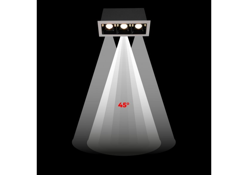 Spot linéaire LED encastré triple 6W-UGR18-IRC90-Puce OSRAM-Blanc - B1218-6W-B-270 - Barcelona LED