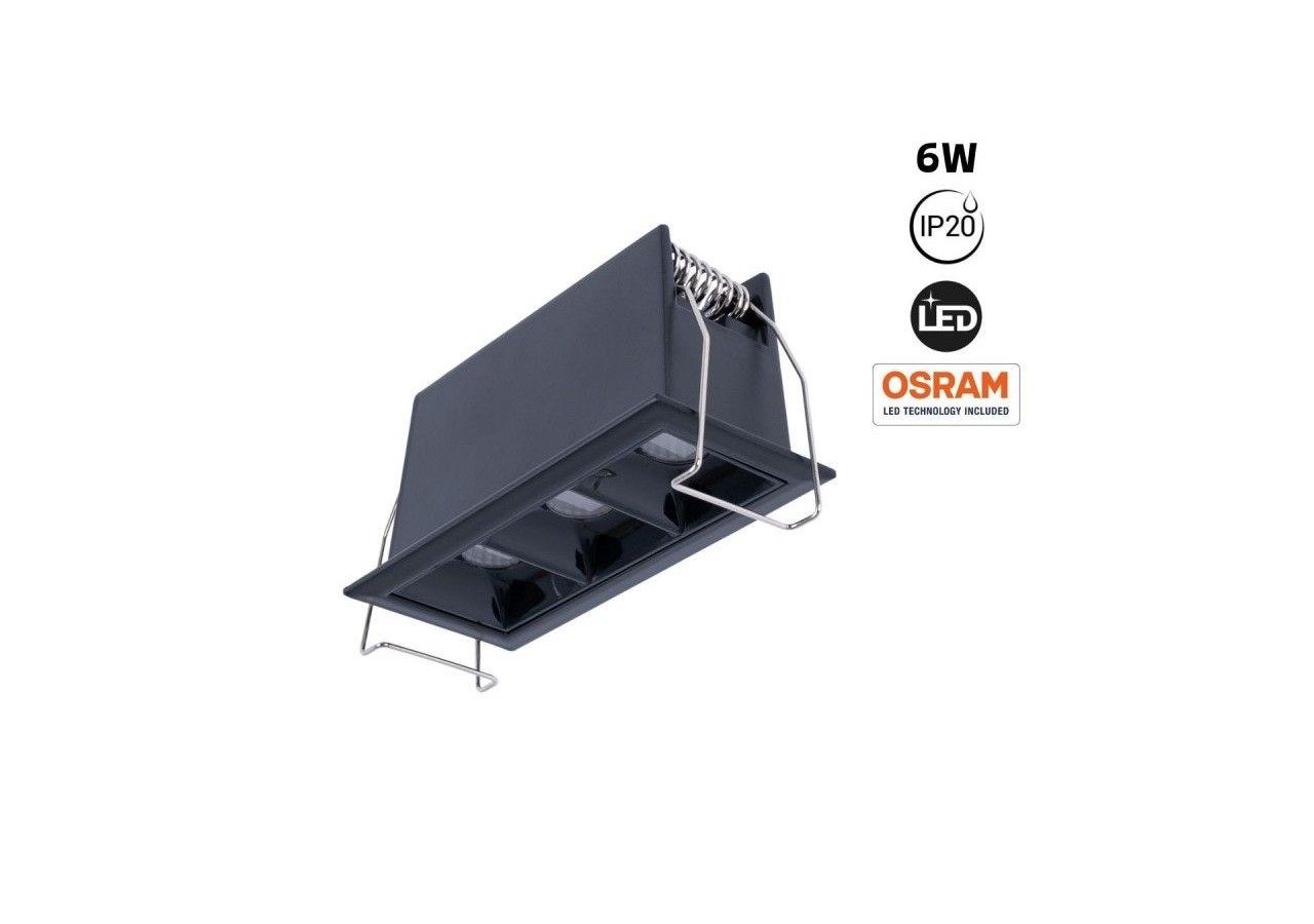 Spot linéaire LED encastré triple 6W-UGR18-IRC90-Puce OSRAM-Noir - B1218-6W-N-270 - Barcelona LED