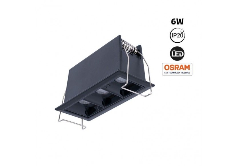 Spot linéaire LED encastré triple 6W-UGR18-IRC90-Puce OSRAM-Noir - B1218-6W-N-270 - Barcelona LED Spot linéaire LED encastré triple 6W-UGR18-IRC90-Puce OSRAM-Noir - B1218-6W-N-270 - Barcelona LED