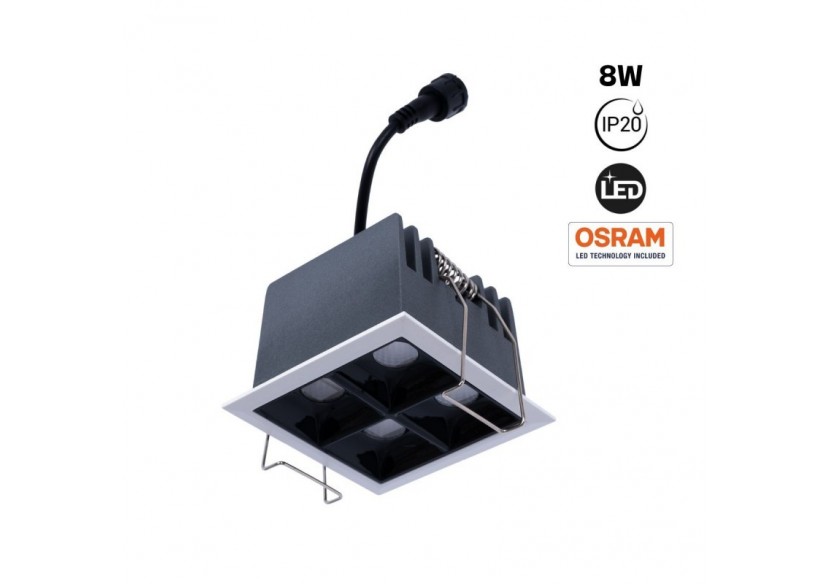 Spot LED encastrable carré 8W-4 lumières-UGR18-IRC90-Puce OSRAM-Blanc - B1217-8W-B-270 - Barcelona LED Spot LED encastrable carré 8W-4 lumières-UGR18-IRC90-Puce OSRAM-Blanc - B1217-8W-B-270 - Barcelona LED
