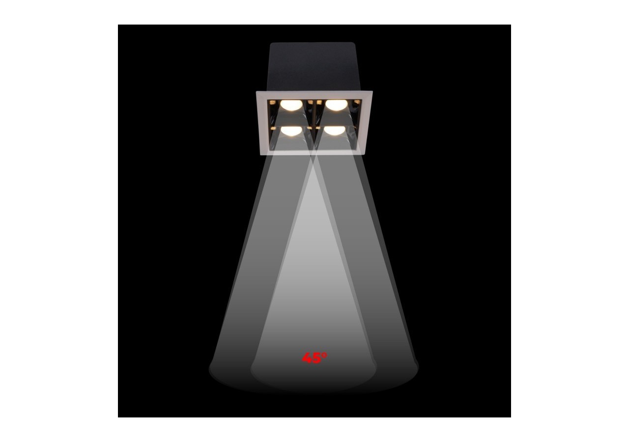 Spot LED encastrable carré 8W-4 lumières-UGR18-IRC90-Puce OSRAM-Blanc - B1217-8W-B-270 - Barcelona LED