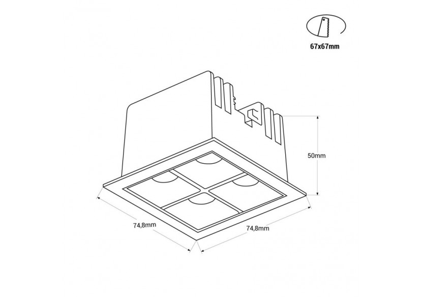 Spot LED encastrable carré 8W-4 lumières-UGR18-IRC90-Puce OSRAM-Blanc - B1217-8W-B-270 - Barcelona LED Spot LED encastrable carré 8W-4 lumières-UGR18-IRC90-Puce OSRAM-Blanc - B1217-8W-B-270 - Barcelona LED