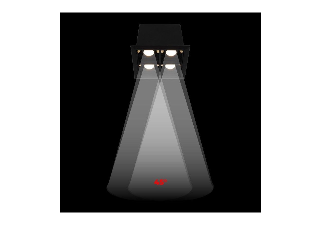 Spot LED encastrable carré 8W-4 lumières-UGR18-IRC90-Puce OSRAM-Noir - B1217-8W-N-270 - Barcelona LED